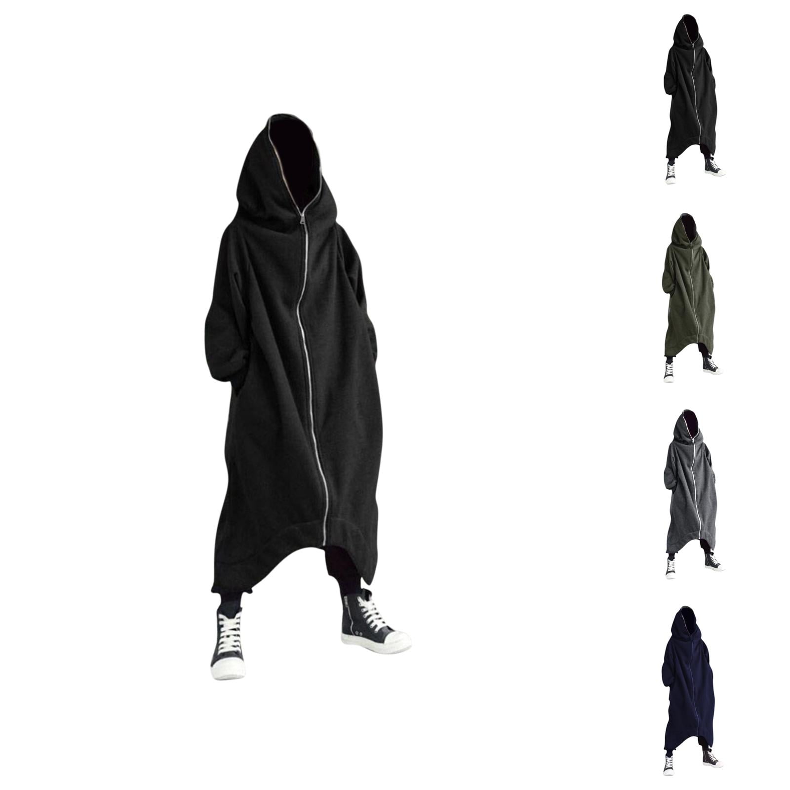 Men's Solid Color Personality Dark Style Full Body Zipper Long