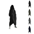 thumbnail image 1 of Men's Solid Color Personality Dark Style Full Body Zipper Long Hooded Sweater Jacket Men Cotton Hooded Sweatshirt, 1 of 7