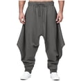 thumbnail image 1 of Men's Solid Color Plus Size Elastic Waist Drawstring Casual Ankle Tied Harem Pants, 1 of 5
