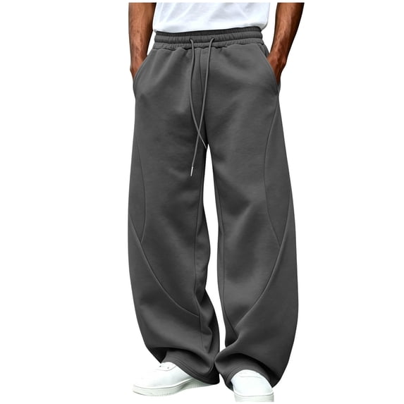 Men's Solid Color Pocket Drawstring Elastic Waist Casual Fashion Jogger Pants