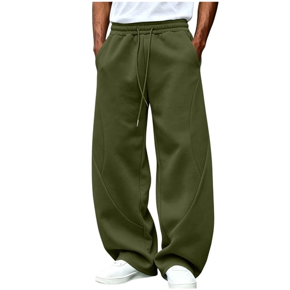 Men's Solid Color Pocket Drawstring Elastic Waist Casual Fashion Jogger Pants