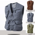 thumbnail image 1 of Men's Solid Color Pocket Tank Top Sleeveless Hoodless Zipper Casual Fashion Outwear, 1 of 7