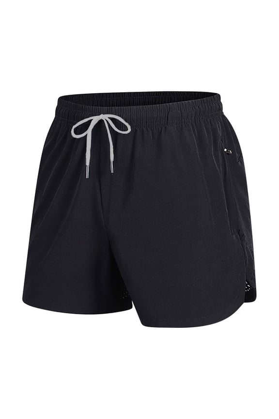Men's Solid Color Polyester Breathable Athletic Shorts for Summer Outdoor Sports and Casual Wear