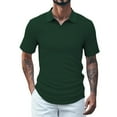 thumbnail image 1 of Men's Solid Color Polyester Short Sleeve V Neck & Collared, Available in Green and Navy Blue | Sizes S XXXL, 1 of 3