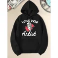 thumbnail image 1 of Men's Solid Color Printed Hooded Sweatshirt With Voice Over Artist Retro Microphone Graphic Comfortable Soft Long Sleeve Tops Unisex Casual Hoodie, 1 of 6