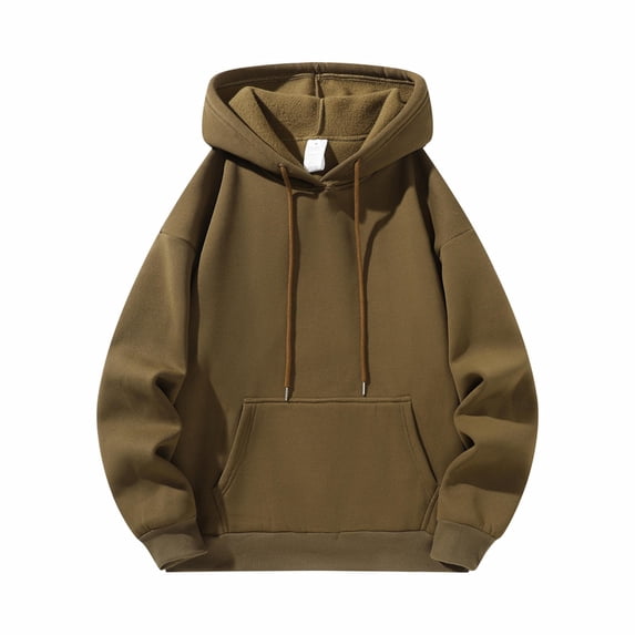 Men's Solid Color Pullover Hoodie, Casual Long Sleeve Hooded Sweatshirt with Kangaroo Pocket, Loose Fit Basic Hooded Top for Fall Winterfor Daily Wear, Sports, Streetwear, Travel
