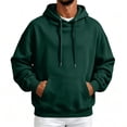 thumbnail image 1 of Men's Solid Color Pullover Hoodie with Drawstring Hood and Kangaroo Pocket Casual Sweatshirt Top, S-3XL, 1 of 8