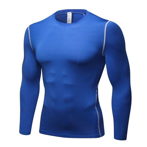Men's Solid Color Quick-Drying Slim Fit Jogging Suits Soft Comfy Long Sleeve Pullover Sports Tops