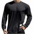 thumbnail image 1 of Men's Solid Color Quick-Drying Sports Training Mesh Breathable Loose Simple Long-Sleeved Round Neck T-Shirt Top, 1 of 5