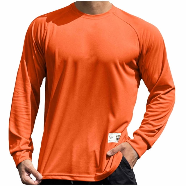 Men's Solid Color Quick-Drying Sports Training Mesh Breathable Loose Simple Long-Sleeved Round Neck T-Shirt Top