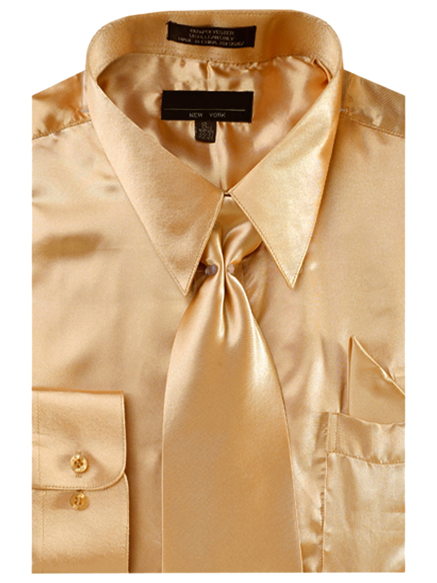 Men's Solid Color Satin Dress Shirt Tie and Hanky Set - Walmart.com