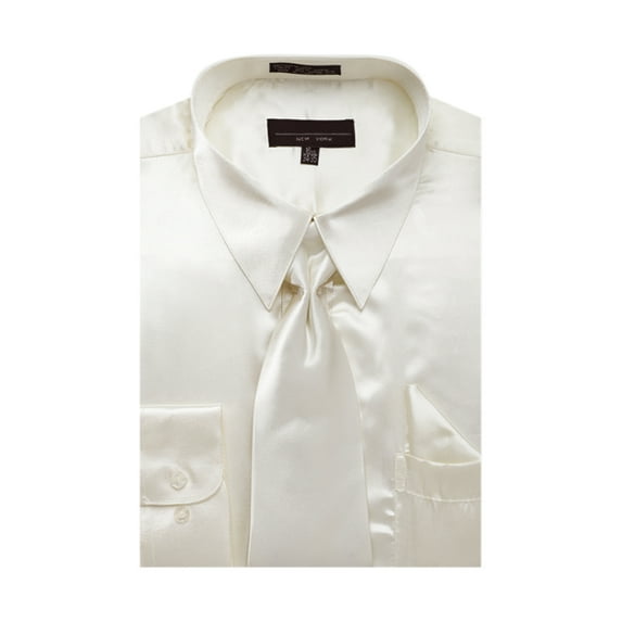 Men's Solid Color Satin Dress Shirt Tie and Hanky Set