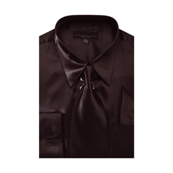 Men's Solid Color Satin Dress Shirt Tie and Hanky Set