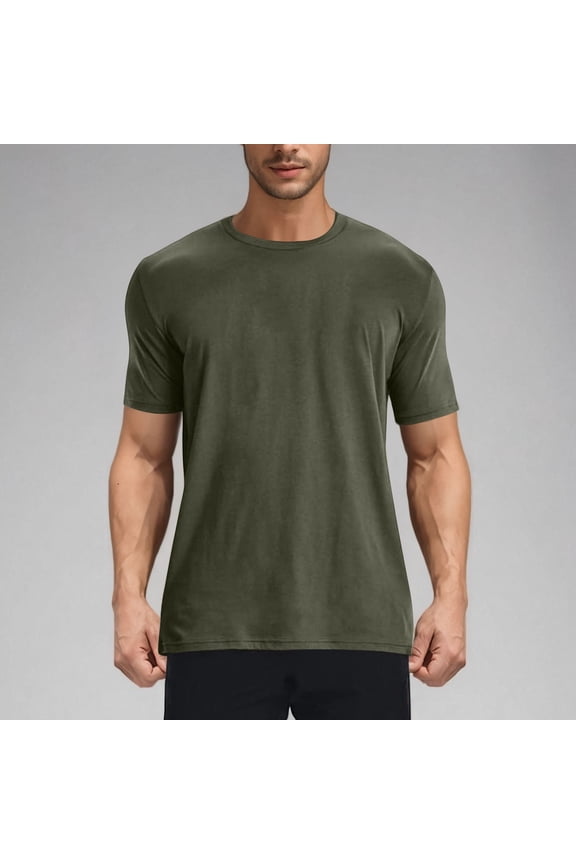 Men's Solid Color Short Sleeve Athletic T-Shirt for Running, Training, and Casual Wear - Moisture Wicking, Breathable, and Stretch Fit