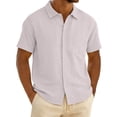 thumbnail image 1 of Men's Solid Color Short Sleeve Button Down Shirt with Pocket and Lapel Collar, 1 of 8