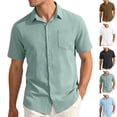 thumbnail image 1 of Men's Solid Color Short Sleeve Lapel Button Cardigan Shirt Top Casual Daily Business Casual Loose Fit Lightweight Breathable Modern Fashion Essential | AESTIVO,White 2XL, 1 of 9