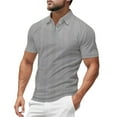 thumbnail image 1 of Men's Solid Color Short Sleeve Lapel T-Shirt - Casual Summer Fashion Top, 1 of 8