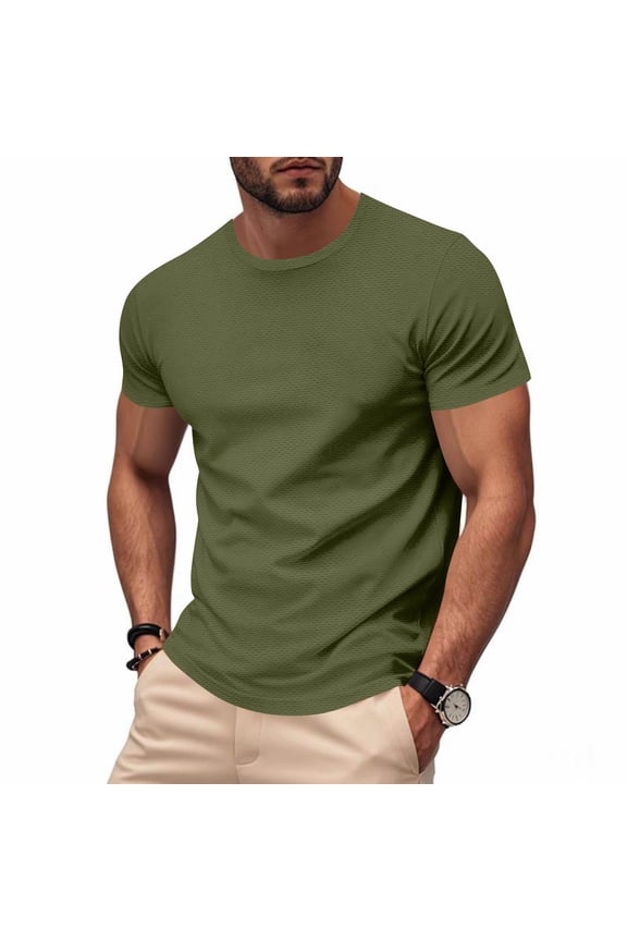 Men's Solid Color Short Sleeve Performance T-Shirt for Running, Gym, and Casual Wear