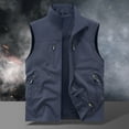 thumbnail image 1 of Men's Solid Color Sleeveless Casual Vest with Stand Collar and Multiple Pockets for Outdoor and Daily Wear, 1 of 4