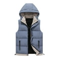 thumbnail image 1 of Men's Solid Color Sleeveless Detachable Hooded Zipper Cardigan Warm Jacket Light Blue 4XL, 1 of 2
