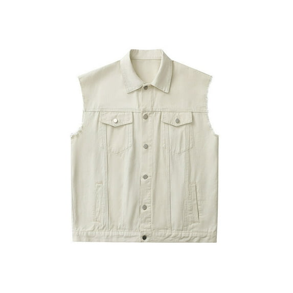 Men's Solid Color Sleeveless Motorcycle Denim Vest Sleeveless Ripped Slim fit Jean Jacket
