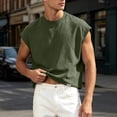 thumbnail image 1 of Men's Solid Color Sleeveless Tank Top, Crewneck Loose Fit Undershirt, Breathable Cotton Vest for Casual Summer Wear, 1 of 9