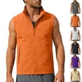 thumbnail image 1 of Men's Solid Color Sleeveless Vest Jacket Nylon Spandex Stand Up Collar Full Zip Cardigan With Multiple Pockets Lightweight Outerwear Casual Daily Travel | Zenithor,Army Green L, 1 of 9