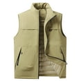 thumbnail image 1 of Men's Solid Color Sleeveless Warm Top Outdoor Golf Hiking Outdoor Travel Camping Vest Casual Lightweight Travel Jacket, 1 of 4