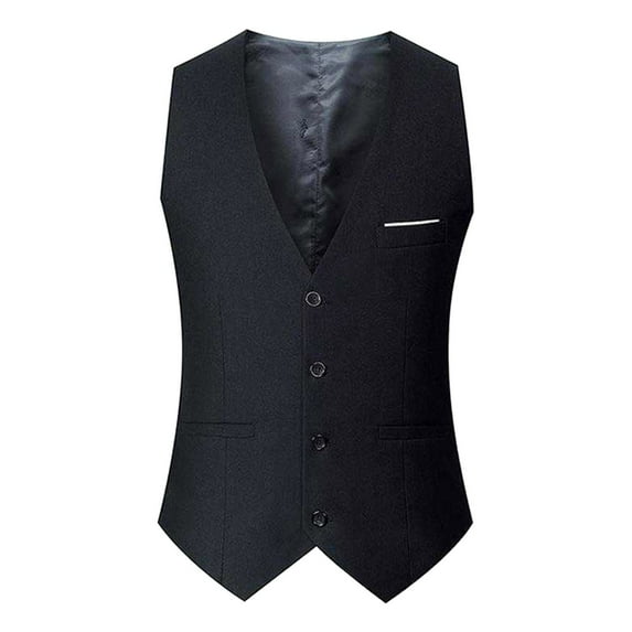 Men's Solid Color Slim Vest - British Leisure Style, Polyester Formal Waistcoat for Daily/Party Occasions
