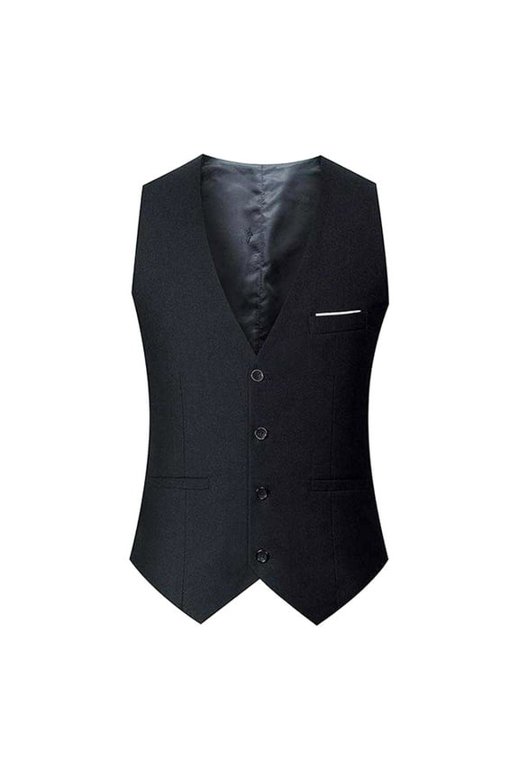 Men's Solid Color Slim Vest - British Leisure Style, Polyester Formal Waistcoat for Daily/Party Occasions