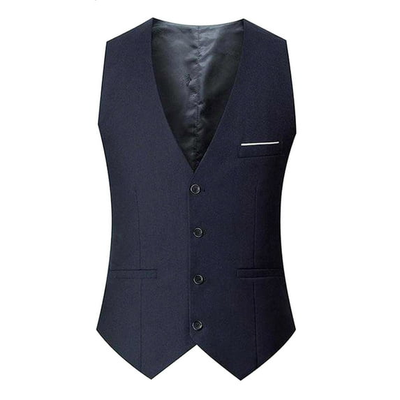 Men's Solid Color Slim Vest - British Leisure Style, Polyester Formal Waistcoat for Daily/Party Occasions