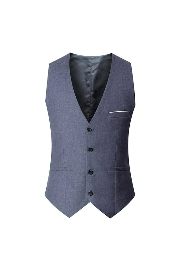 Men's Solid Color Slim Vest - British Leisure Style, Polyester Formal Waistcoat for Daily/Party Occasions