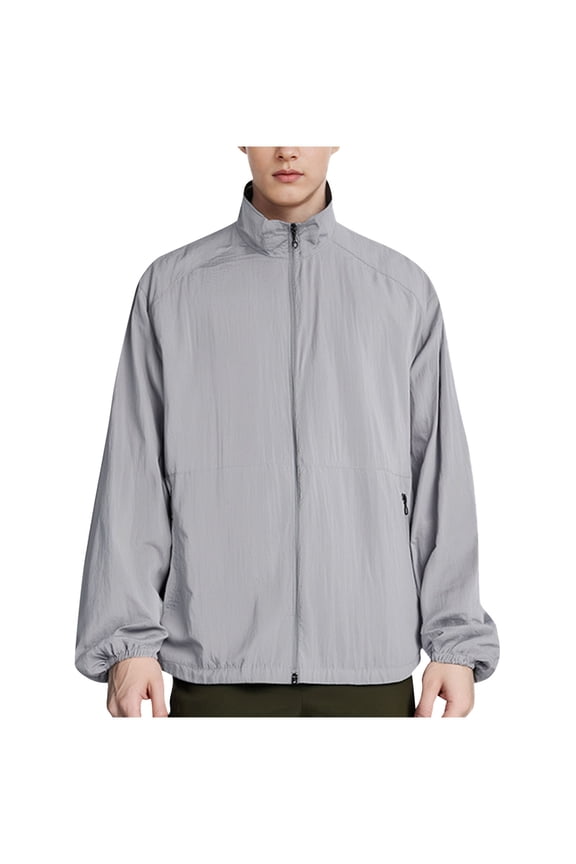 Men's Solid Color Summer Breathable Sun Protection Clothing Outdoor Fitted Fishing Clothing Exercise Coat