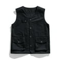thumbnail image 1 of Men's Solid Color Summer Work Vest with Multiple Pockets, Button Front, and V-Neck Collar, 1 of 4