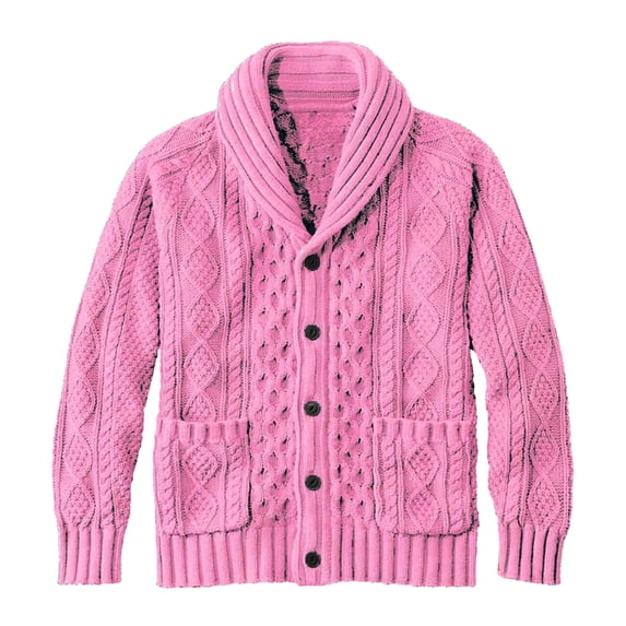 Men's Solid Color Sweater Long Sleeve V-neck Cardigan Sweater Comfy Loungewear Winter Outwear Hot Pink 2XL