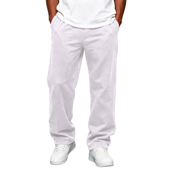 Men's Solid Color Sweatpants Loose Fit Casual Lounge Pants with Side Pockets 2XL