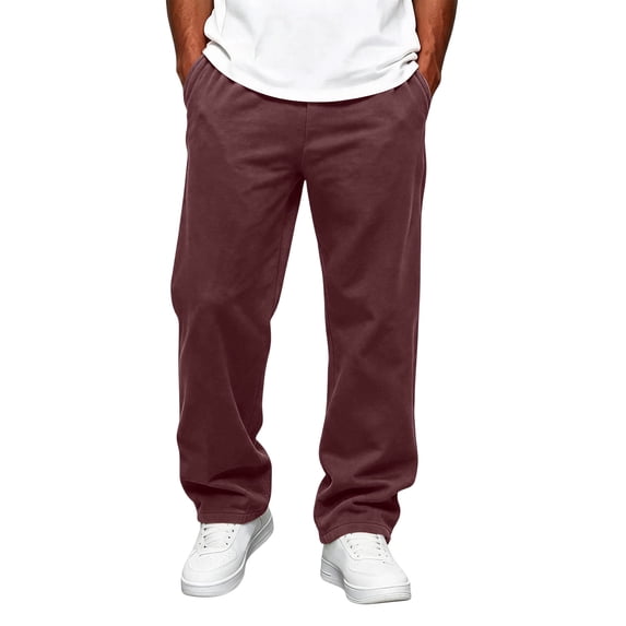 Men's Solid Color Sweatpants Loose Fit Casual Lounge Pants with Side Pockets 3XL