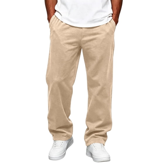Men's Solid Color Sweatpants Loose Fit Casual Lounge Pants with Side Pockets L