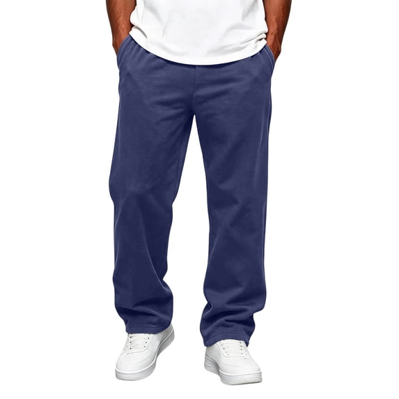 Men's Solid Color Sweatpants Loose Fit Casual Lounge Pants with Side Pockets L