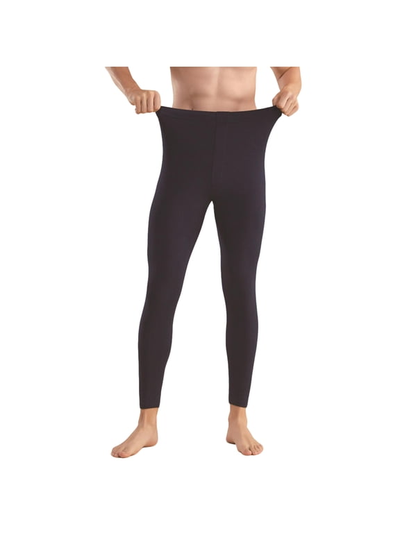 Men's Solid Color Thermal Double Sided Brushed Fleece Base Layer Slim Warm Leggings Compression Pants