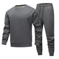 thumbnail image 1 of Men's Solid Color Thermal Outfit Sets Work Out Athletic Match Trousers Pants Hoods Suit Fuzzy Winter Fall 2 Piece, 1 of 3