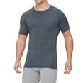 thumbnail image 1 of Men's Solid Color Tight Elastic Compression Shirts Short Sleeve Round Neck Tops Athletic Workout Shirts, 1 of 4