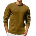 thumbnail image 1 of Men's Solid Color Tops Casual Long Sleeve Tee Crewneck Outfits Classic Pullover Sweaters with Ribbing Edge Yellow 2XL, 1 of 5