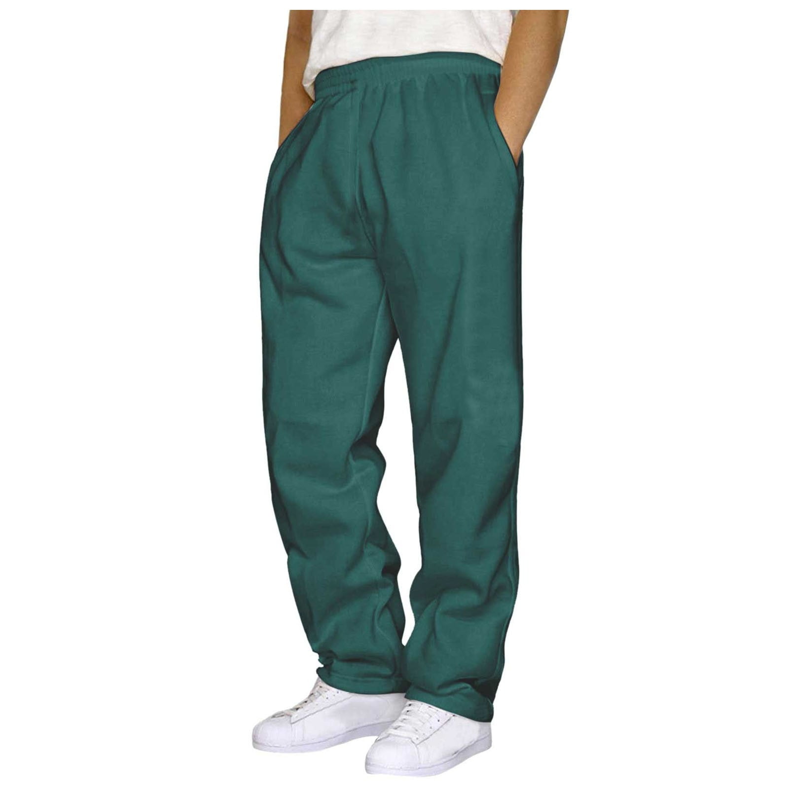 Men's Solid Color Track Pants Tapered Fit Elastic Waist Pocket Design ...