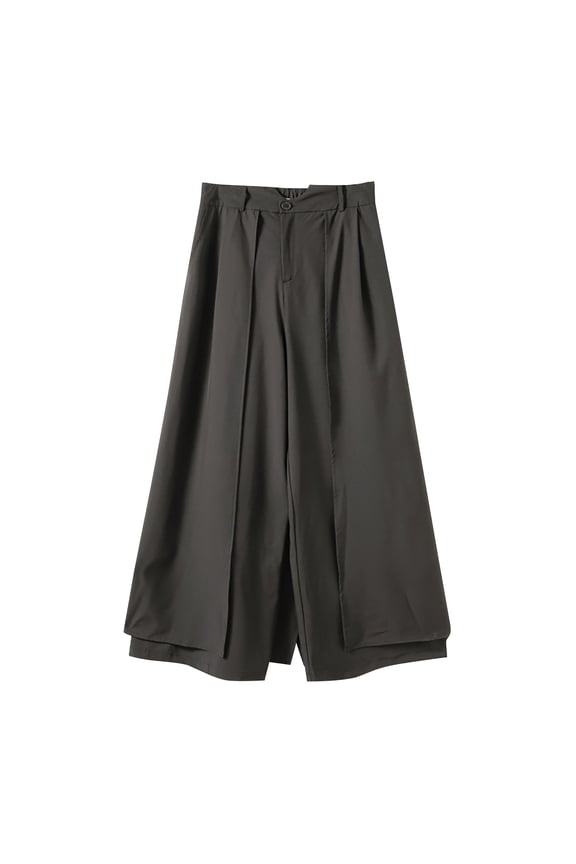 Men's Solid Color Trouser Skirt Irregular Wide Leg, Elastic & Lace-Up, with Pockets, for Spring Summer, M XXXXL Sizes