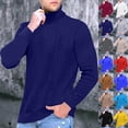 thumbnail image 1 of Men's Solid Color Turtleneck Sweater Textured Knit Pullover for Casual Fashion and Winter Warmth, Ideal for Office Wear and Christmas Holiday Gifts,Light Gray,XL, 1 of 5