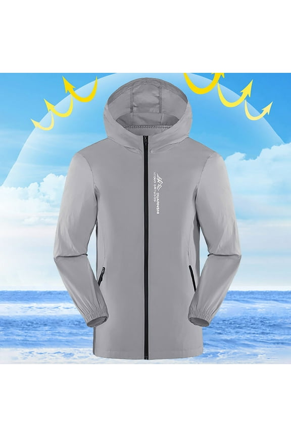 Men's Solid Color UPF 50+ Sun Protection Jackets Stretch Breathable Hoodie Casual Jacket