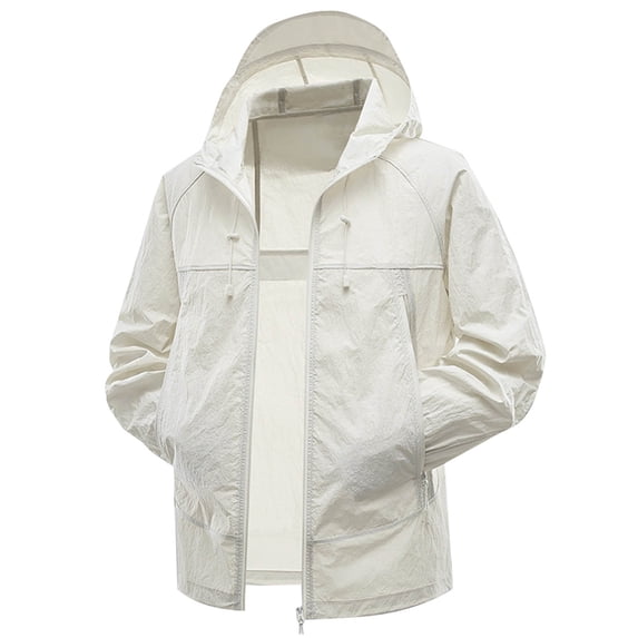 Men's Solid Color UPF50+ Sun Protection Outerwear Summer Lightweight Long Sleeve Hoodie Blouse Outdoor Fishing Tops