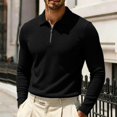thumbnail image 1 of Men's Solid Color Waffle Knit Quarter Zip Pullover Long Sleeve Polo Sweater Slim Fit Casual Tops, 6XL, 1 of 5