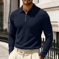 thumbnail image 1 of Men's Solid Color Waffle Knit Quarter Zip Pullover Long Sleeve Polo Sweater Slim Fit Casual Tops, M, 1 of 5